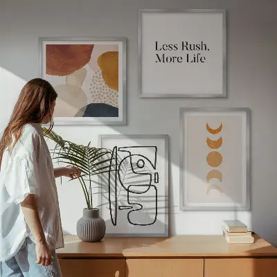 Abstracte vormen en kleuren meerluik in lijst