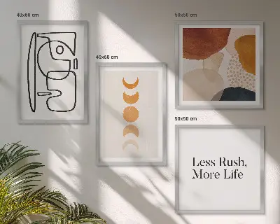 Abstracte vormen en kleuren meerluik in lijst