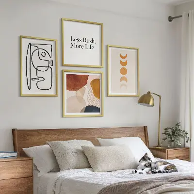 Abstracte vormen en kleuren meerluik in lijst
