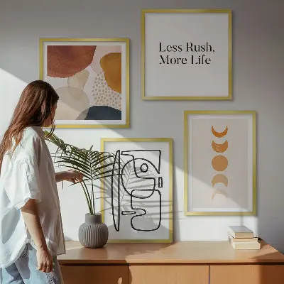 Abstracte vormen en kleuren meerluik in lijst