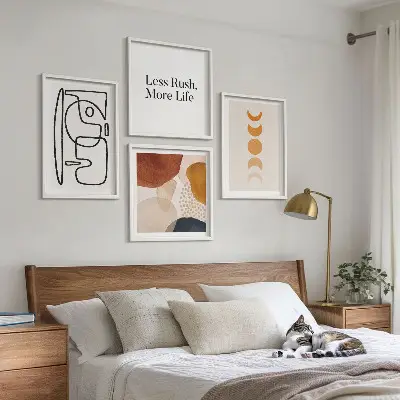 Abstracte vormen en kleuren meerluik in lijst