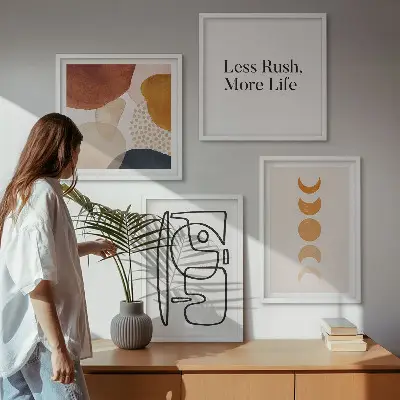 Abstracte vormen en kleuren meerluik in lijst