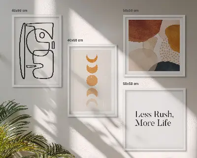 Abstracte vormen en kleuren meerluik in lijst