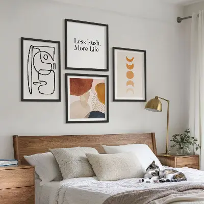 Abstracte vormen en kleuren meerluik in lijst