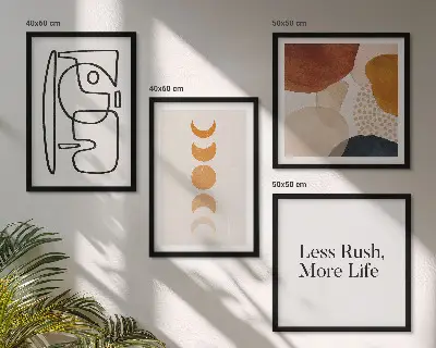 Abstracte vormen en kleuren meerluik in lijst