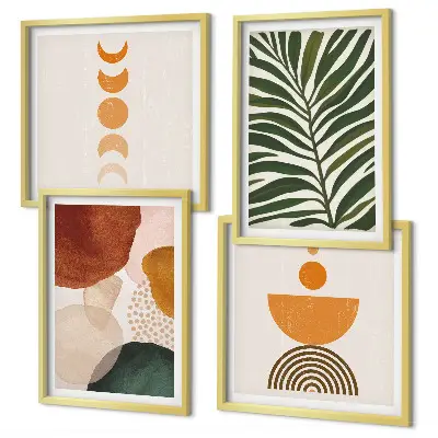 Abstracte bladvormen set van posters met lijst