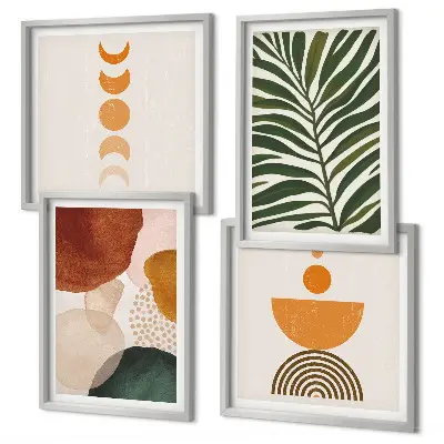 Abstracte bladvormen set van posters met lijst