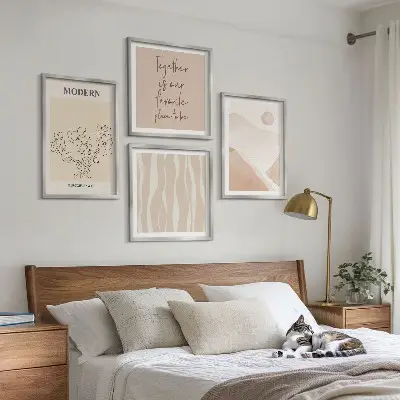 Abstracte vormen en kleuren meerluik in lijst