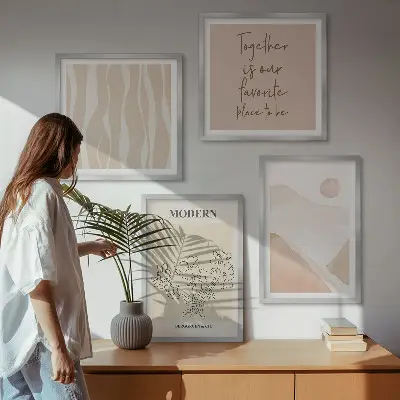 Abstracte vormen en kleuren meerluik in lijst