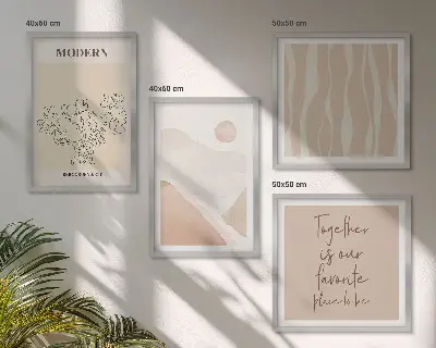 Abstracte vormen en kleuren meerluik in lijst