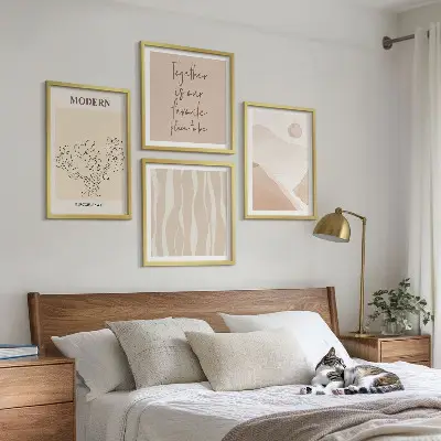 Abstracte vormen en kleuren meerluik in lijst