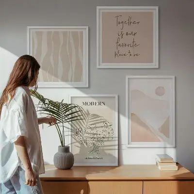 Abstracte vormen en kleuren meerluik in lijst