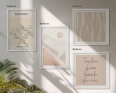 Abstracte vormen en kleuren meerluik in lijst