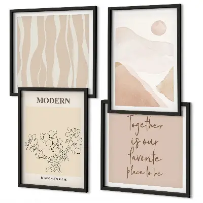 Abstracte vormen en kleuren meerluik in lijst
