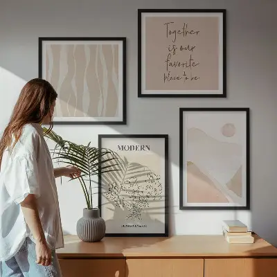 Abstracte vormen en kleuren meerluik in lijst
