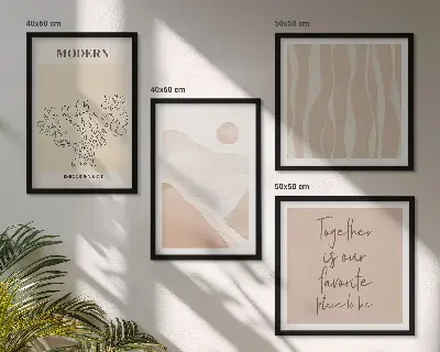 Abstracte vormen en kleuren meerluik in lijst