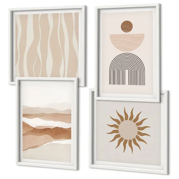 Set posters met lijsten abstracte landschappen, natuur en geometrische vormen