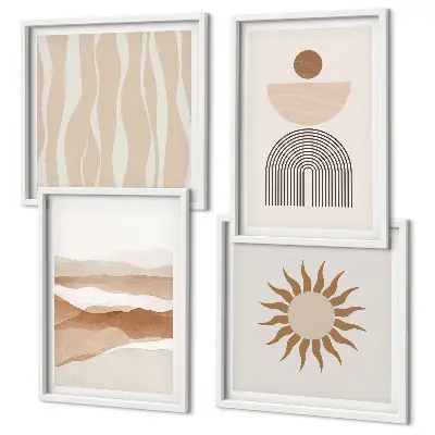 Set posters met lijsten abstracte landschappen, natuur en geometrische vormen