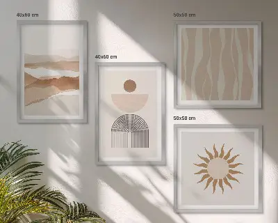 Set posters met lijsten abstracte landschappen, natuur en geometrische vormen