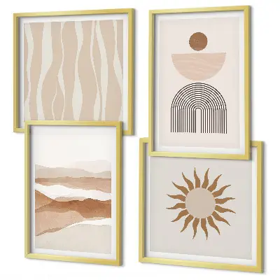 Set posters met lijsten abstracte landschappen, natuur en geometrische vormen