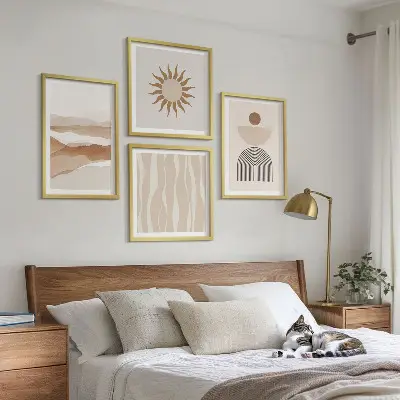 Set posters met lijsten abstracte landschappen, natuur en geometrische vormen
