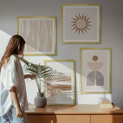 Set posters met lijsten abstracte landschappen, natuur en geometrische vormen