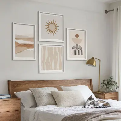Set posters met lijsten abstracte landschappen, natuur en geometrische vormen