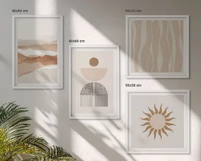 Set posters met lijsten abstracte landschappen, natuur en geometrische vormen