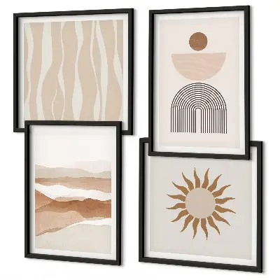 Set posters met lijsten abstracte landschappen, natuur en geometrische vormen