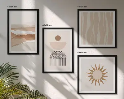 Set posters met lijsten abstracte landschappen, natuur en geometrische vormen