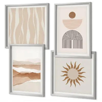 Set posters met lijsten abstracte landschappen, natuur en geometrische vormen