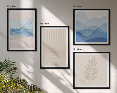 Meerluik in lijst Bladeren golven beige blauw