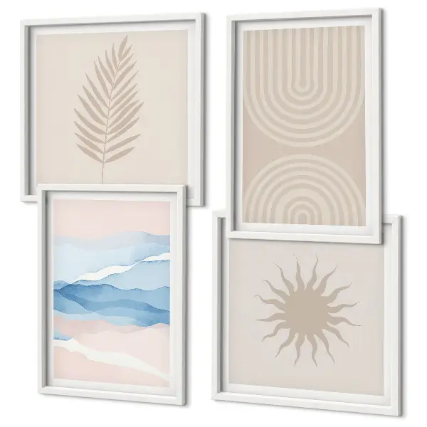 Zonnegolven abstracte lijnen set van posters met lijst