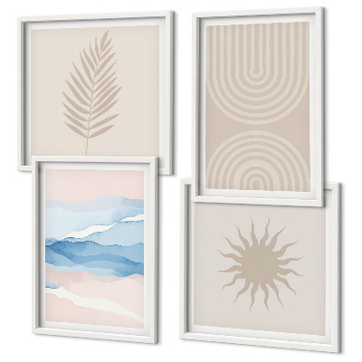 Set van posters met lijst Zonnegolven abstracte lijnen