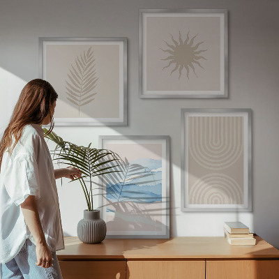 Set van posters met lijst Zonnegolven abstracte lijnen