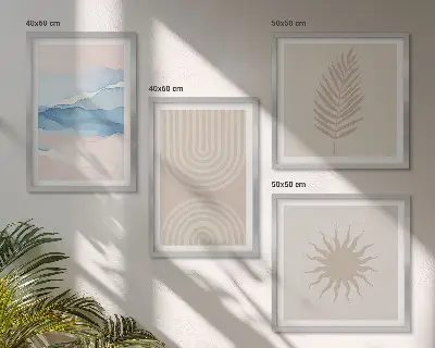 Zonnegolven abstracte lijnen set van posters met lijst