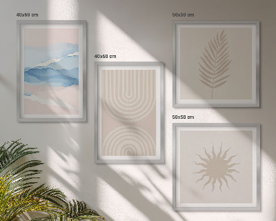 Set van posters met lijst Zonnegolven abstracte lijnen