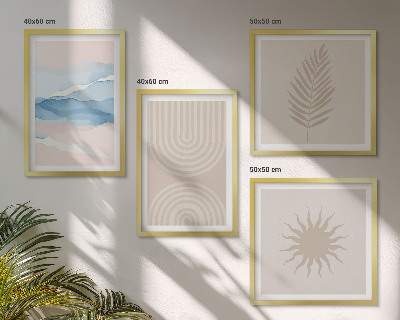 Set van posters met lijst Zonnegolven abstracte lijnen