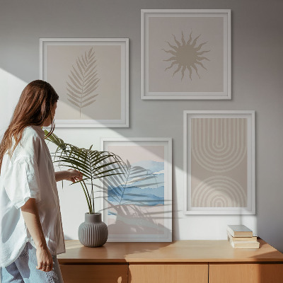 Set van posters met lijst Zonnegolven abstracte lijnen