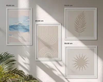 Zonnegolven abstracte lijnen set van posters met lijst