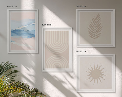 Set van posters met lijst Zonnegolven abstracte lijnen