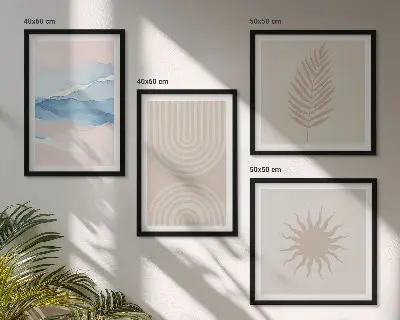 Zonnegolven abstracte lijnen set van posters met lijst