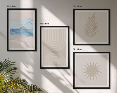 Set van posters met lijst Zonnegolven abstracte lijnen