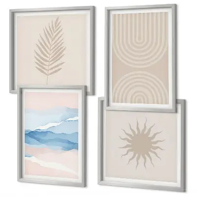 Zonnegolven abstracte lijnen set van posters met lijst