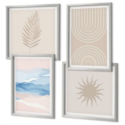 Set van posters met lijst Zonnegolven abstracte lijnen