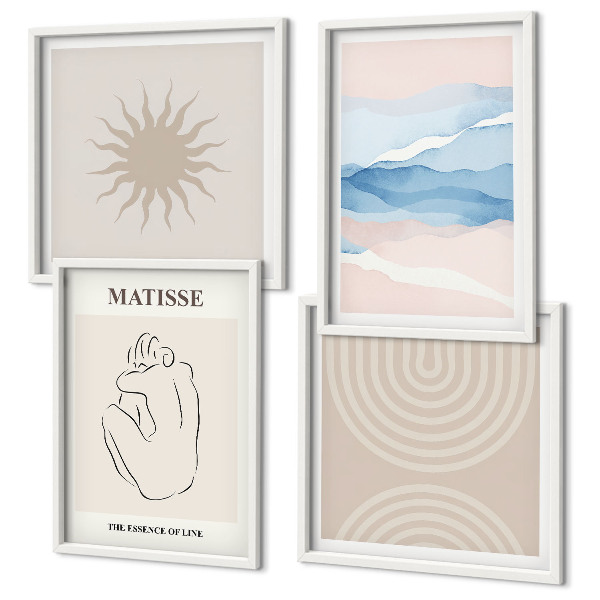 Meerluik in lijst Lijnen, golven, pastel, minimalistisch