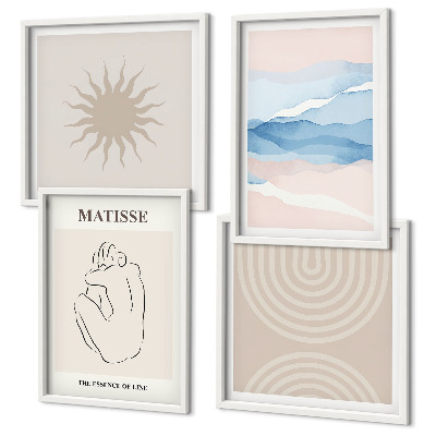Meerluik in lijst Lijnen, golven, pastel, minimalistisch