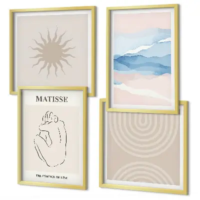 Meerluik in lijst met lijnen, golven, pastelkleuren en een minimalistisch ontwerp