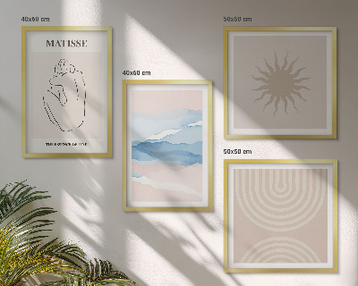Meerluik in lijst Lijnen, golven, pastel, minimalistisch