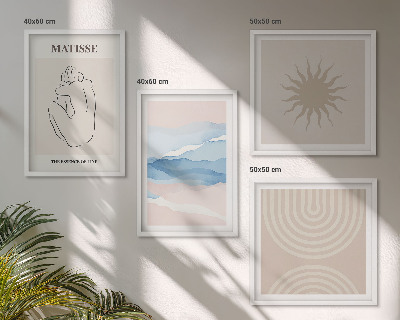 Meerluik in lijst Lijnen, golven, pastel, minimalistisch